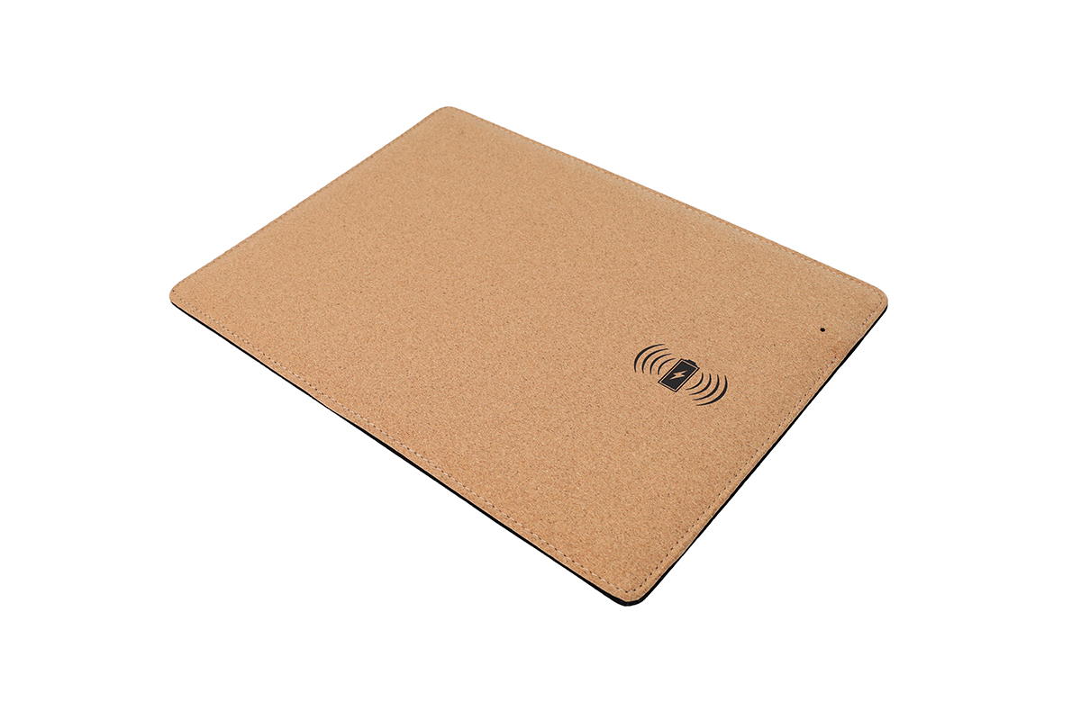 KHAKI - Cork Mousepad with Wireless Charger